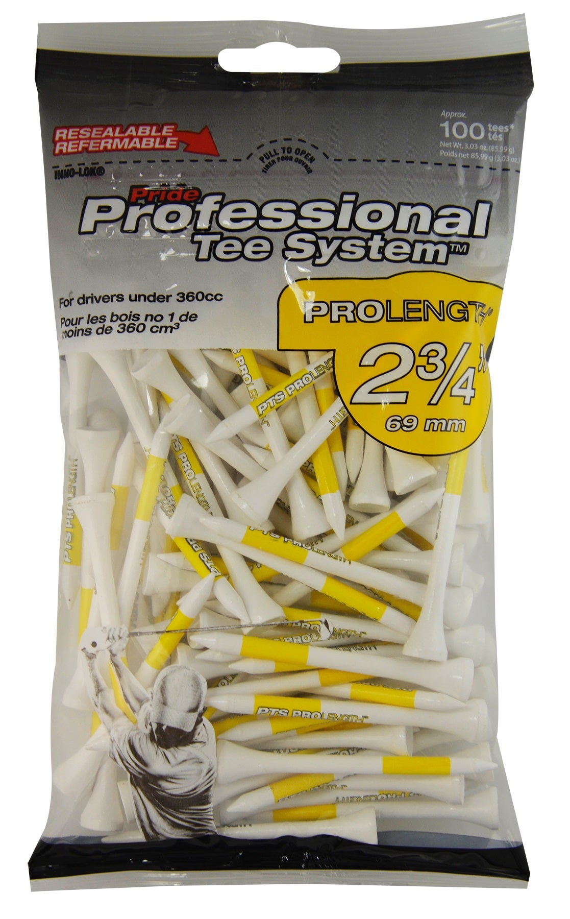 Pride Tee 2 3/4 – 6,8 cm – Pro længde Gul